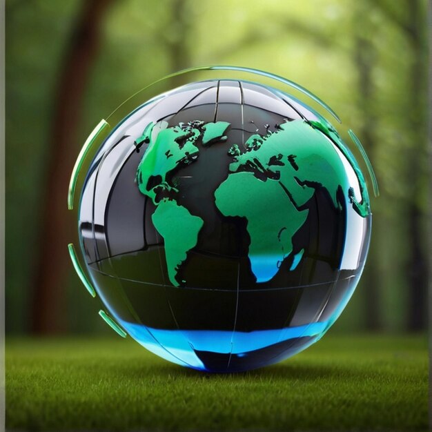 Protección del medio ambiente y concepto de CSR con globetree con globo sobre fondo verde