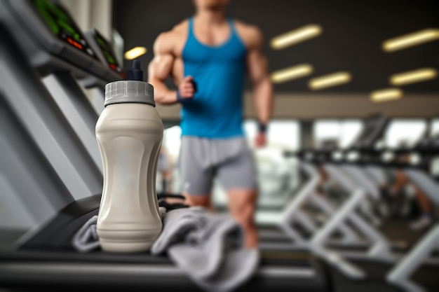 Proteinflasche und ein Handtuch Sport-Lifestyle-Fitness-Aktivität Illustration Generative KI