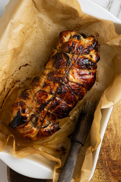 Foto proteinreiche fleischmahlzeit nahaufnahme detail