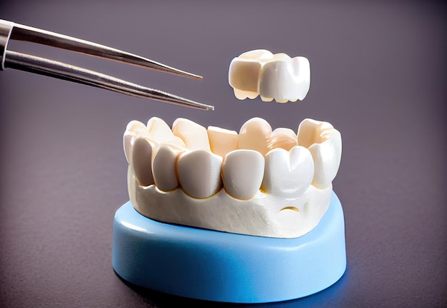 prótesis o prótesis dentales individuales de primer plano