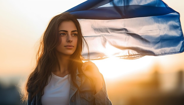 Protesta de la ciudad bandera de Israel a la luz del sol