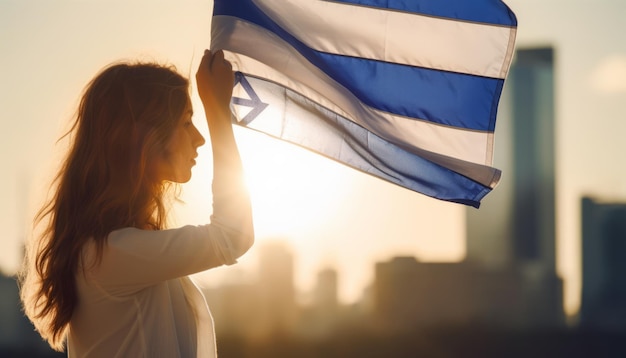 Protesta de la ciudad bandera de Israel a la luz del sol