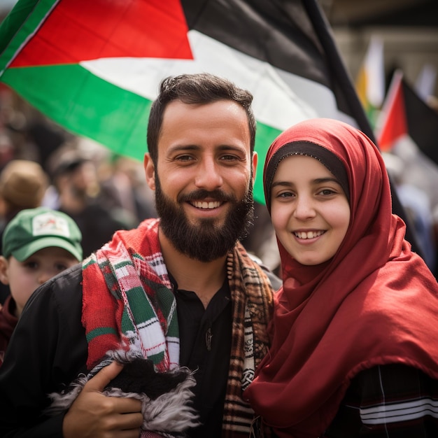 Foto protesta por la libertad palestina ai generativa