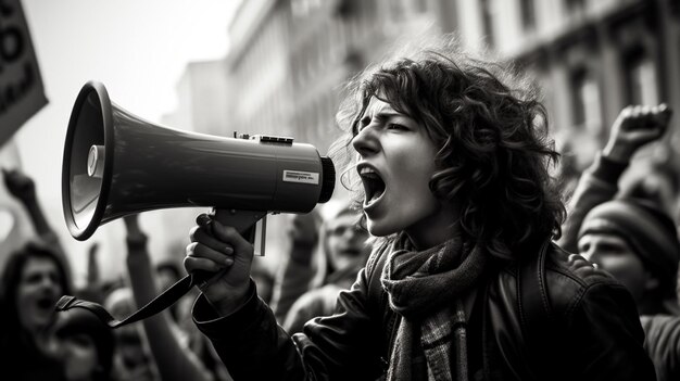 Protesta en la manifestación en la ciudad de Milán.