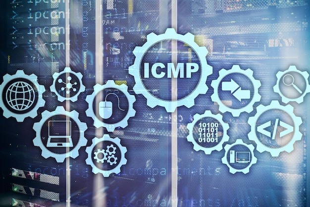 Protocolo de mensajes de control de Internet ICMP Concepto de red Sala de servidores en segundo plano