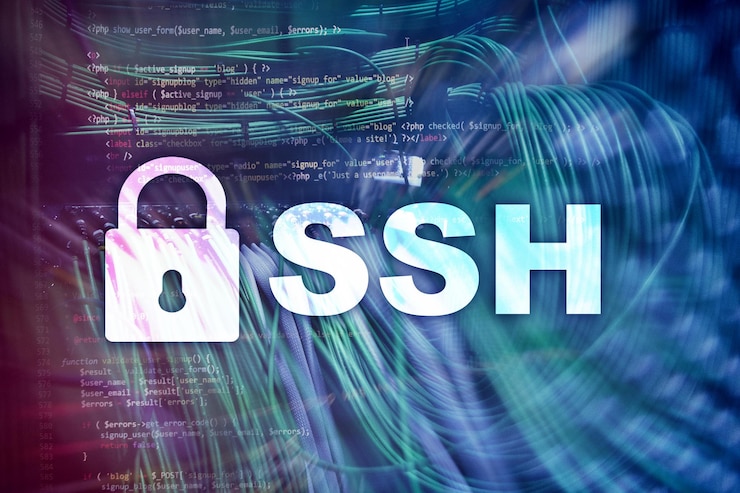 Foto protocolo y software ssh secure shell protección de datos internet y concepto de telecomunicaciones