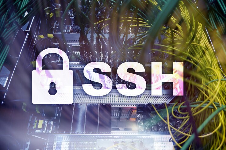 Foto protocolo y software ssh secure shell protección de datos internet y concepto de telecomunicaciones