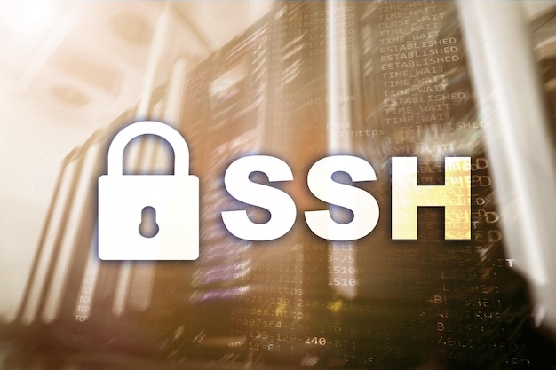 Protocolo y software SSH Secure Shell Protección de datos Internet y concepto de telecomunicaciones