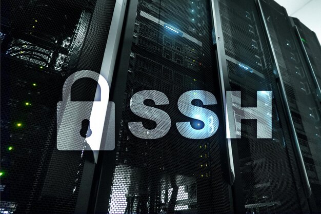 Protocolo y software SSH Secure Shell Protección de datos Internet y concepto de telecomunicaciones