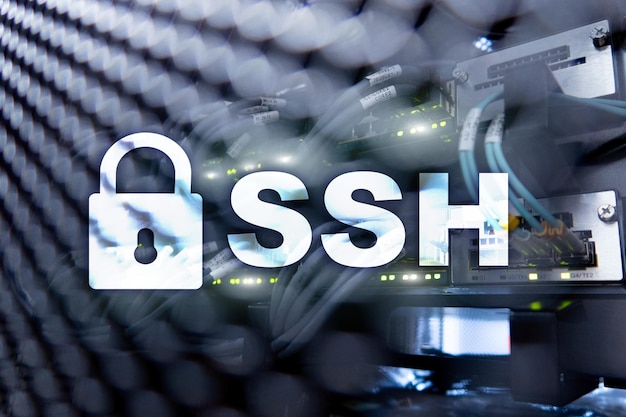 Protocolo y software SSH Secure Shell Protección de datos Internet y concepto de telecomunicaciones