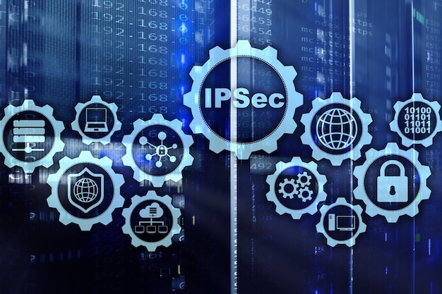 Protocolos de proteção de dados de segurança ip ipsec internet e conceito de rede de proteção