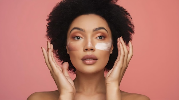 Prova de maquiagem cosmética mancha pó textura fundação primer produto com beleza moda cuidados com a pele