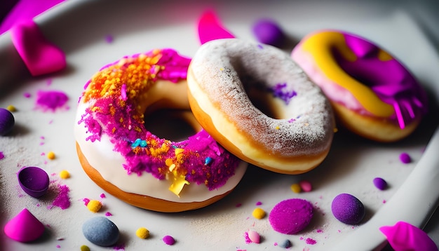 Prove a irresistível coleção de donuts multicoloridos Rainbow