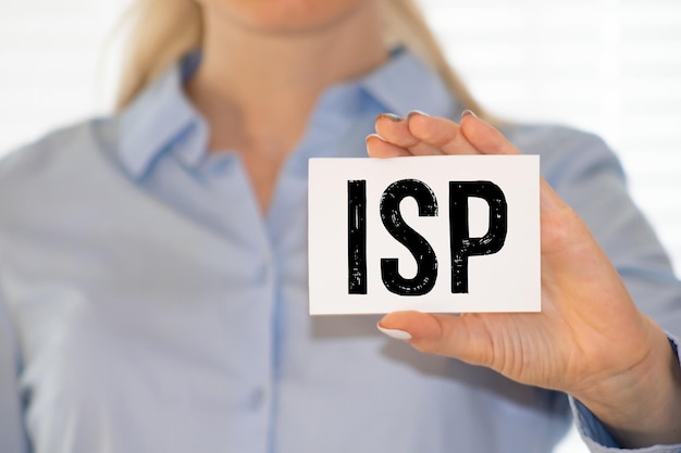 Proveedor de servicios de Internet escrito en tarjeta blanca