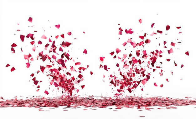 Proyección de confeti de colores en fondo transparente renderizado en 3D