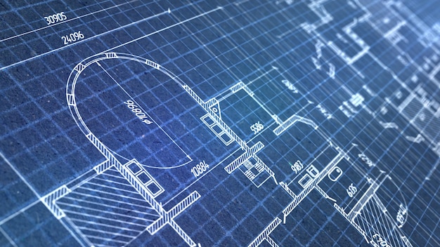 Proyecto de la casa Dibujo técnico de fondo Ilustración de diseño de ingeniería
