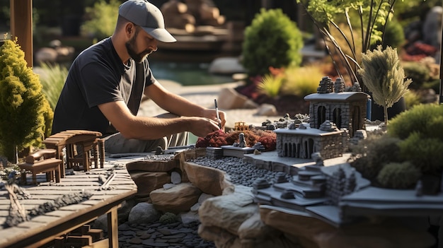 Proyecto de jardinería DIY un propietario esculpiendo su santuario al aire libre con pasión