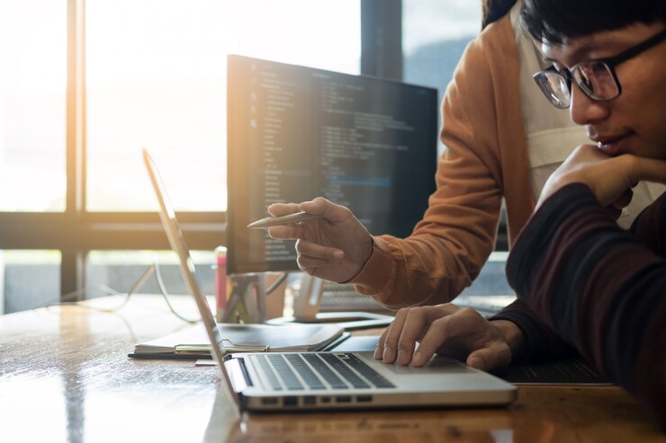 Foto proyecto de trabajo de desarrollo de software de codificación de programador