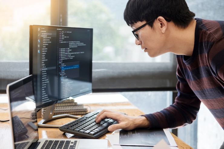 Foto proyecto de trabajo de desarrollo de software de codificación de programador