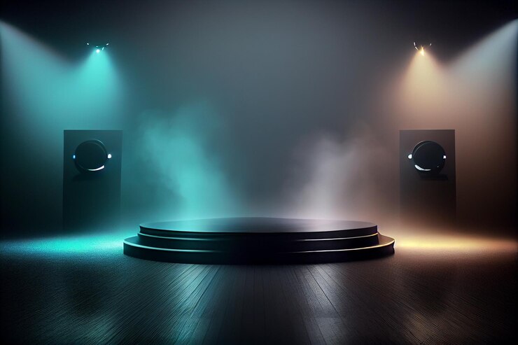 Proyector de escenario con focos Podio de escenario Escena generativa ai