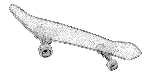 Proyector, estructura de la carrocería, modelo de alambre en el fondo