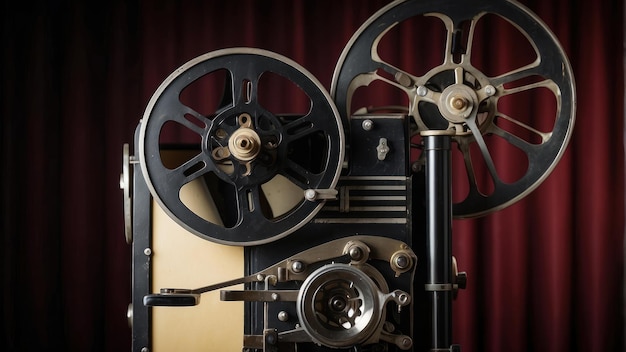 Proyector de películas vintage en una mesa de madera