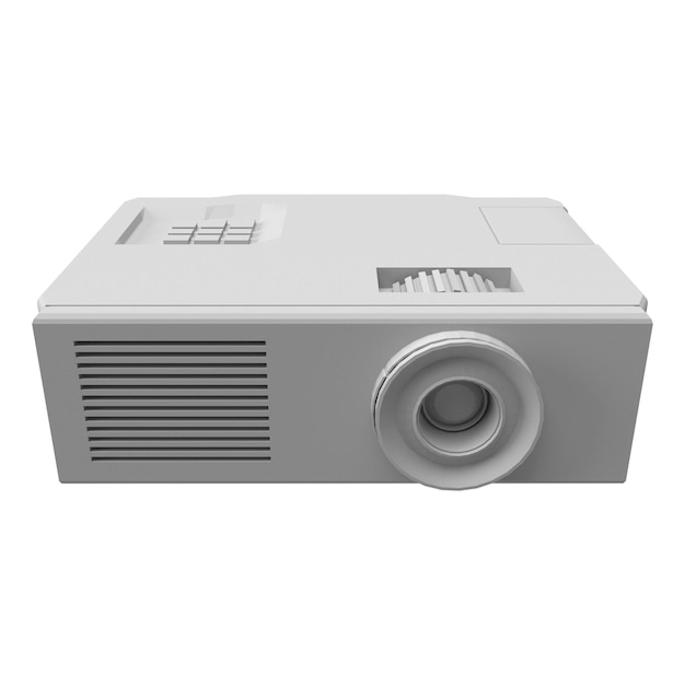 Proyector de renderización 3D en fondo blanco