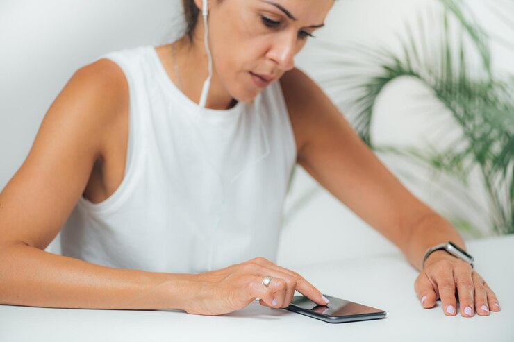 Foto prueba de audición de audiograma con aplicación para teléfono inteligente