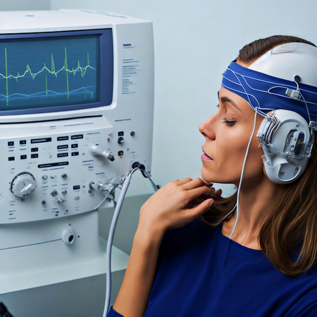 Foto una prueba de audición de electroencefalograma