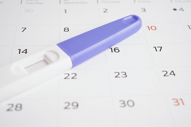 Prueba de embarazo para mujer el día de la ovulación del calendario