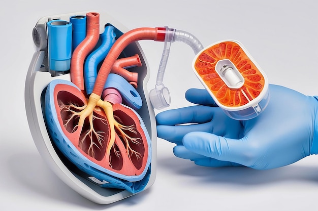 Foto prueba médica de la función pulmonar tratamiento diagnóstico capacidad total cardiopulmonar tlc enfisema buloso pft fibras de amianto