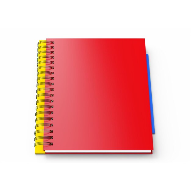 PSD cuaderno cerrado rojo aislado en blanco