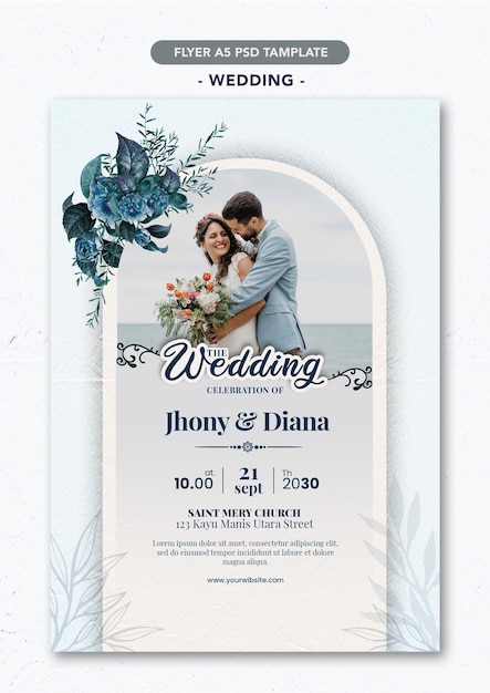 Foto psd hochzeitsplaner poster a5 design vorlage