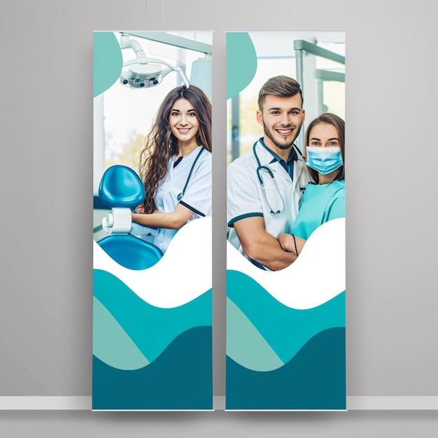PSD Zahnarzt und Gesundheitsversorgung soziale Medien und Bannervorlage