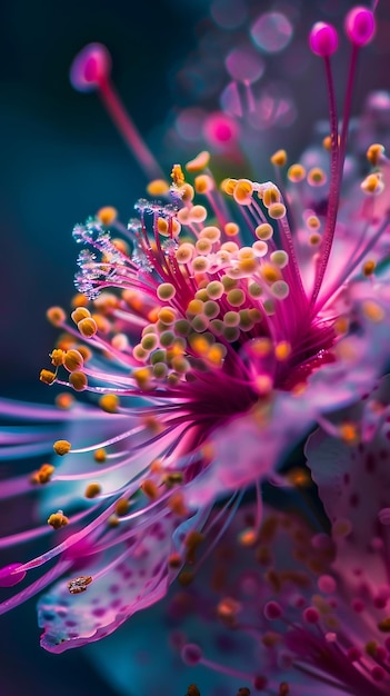 Foto psicodélico closeup de flor rosa