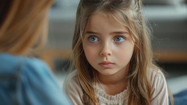 Psicólogo tentando entender a criança, apoiar a menina e ajudá-la a lidar com os problemas de saúde mental das crianças
