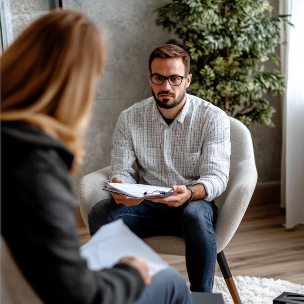 Un psiquiatra que utiliza herramientas de diagnóstico como cuestionarios y evaluaciones para evaluar la salud mental