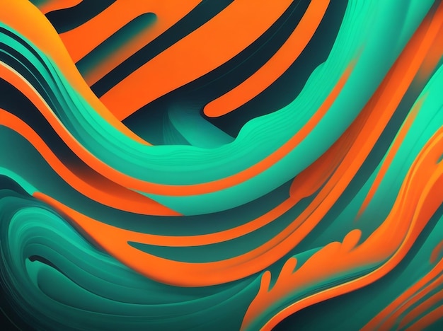 Psychedelic Fusion Lebendiges orangefarbenes blaugrünes und weißes körniges Muster
