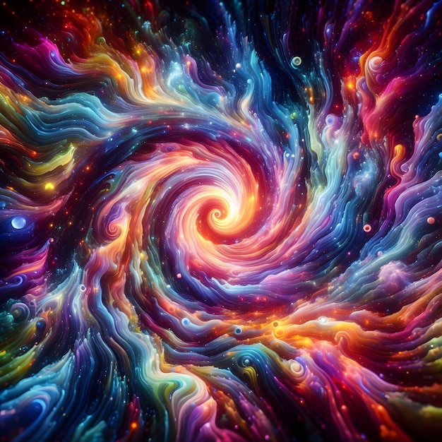 Foto psychedelic vortex exibindo formas abstratas e coloridas em uma exibição cósmica