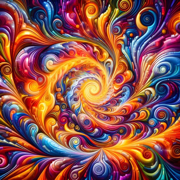 Foto psychedelic vortex exibindo formas abstratas e coloridas em uma exibição cósmica