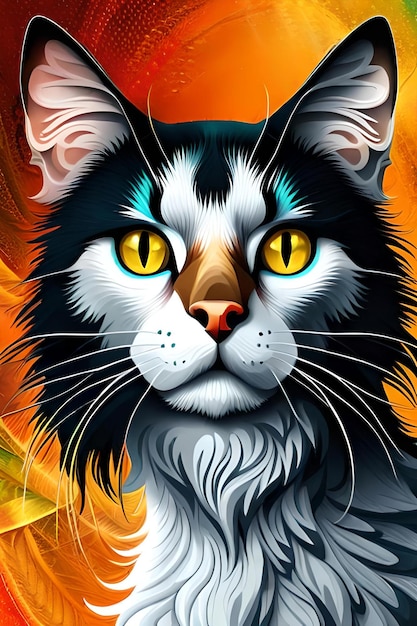 Psychedelische 3D-Kunst der Katze