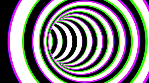 Psychedelische Abstraktion des schwarz-weiß gestreiften Tunnels