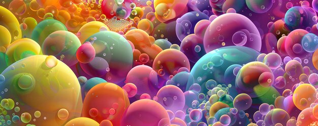 Psychedelische Blasen, die in Neonbliss schwimmen