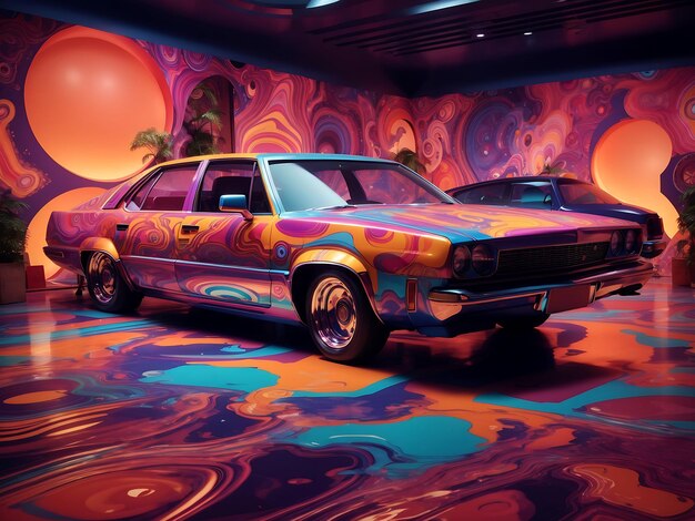 Foto psychedelische räume autos inspiriert von psychedelischen räumen der 90er jahre