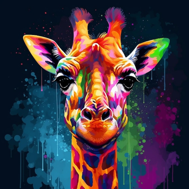 Psychedelische Safari lebendige Giraffenkunst und trippige Tierillustrationen
