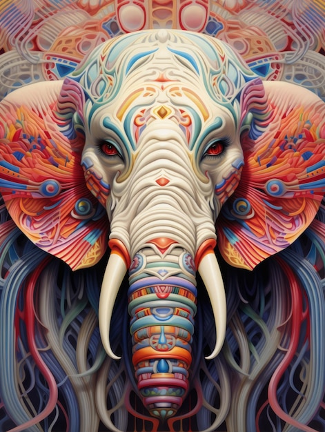 Psychedelischer bunter Elefant