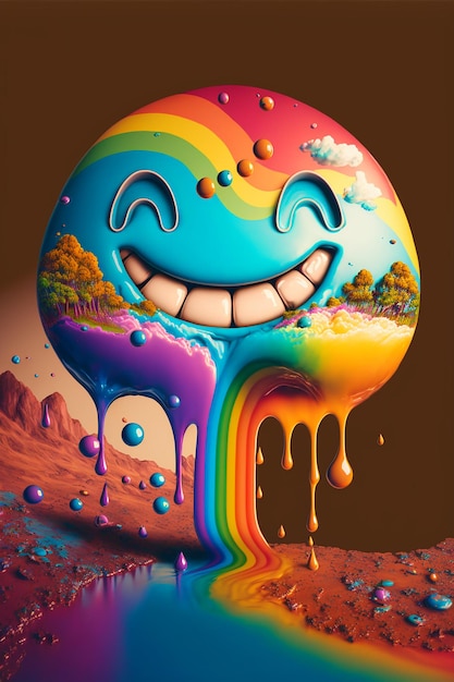 Psychedelischer Smiley und Natur