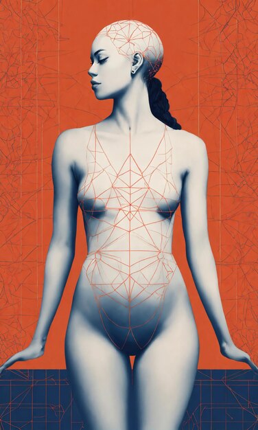 Psychedelisches Foto einer Frau Abstrakte Illustration Vektorillustration ai generative