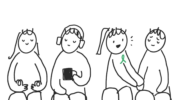 Psychische Gesundheit png doodle Menschen-Unterstützungsgruppe
