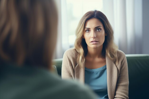 Foto psychotherapeutin, die mit patienten im büro arbeitet